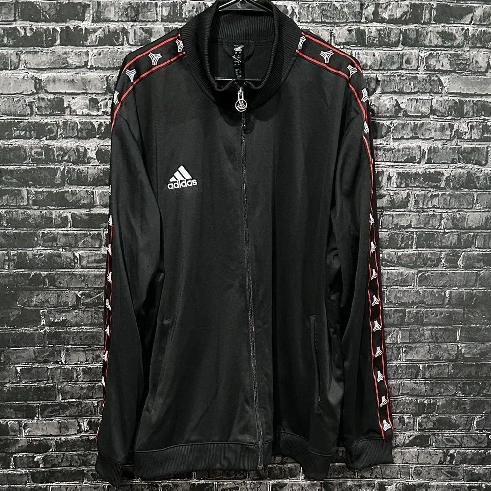 Adidas Men's Black Tango logo Jacket with Red Logo!
